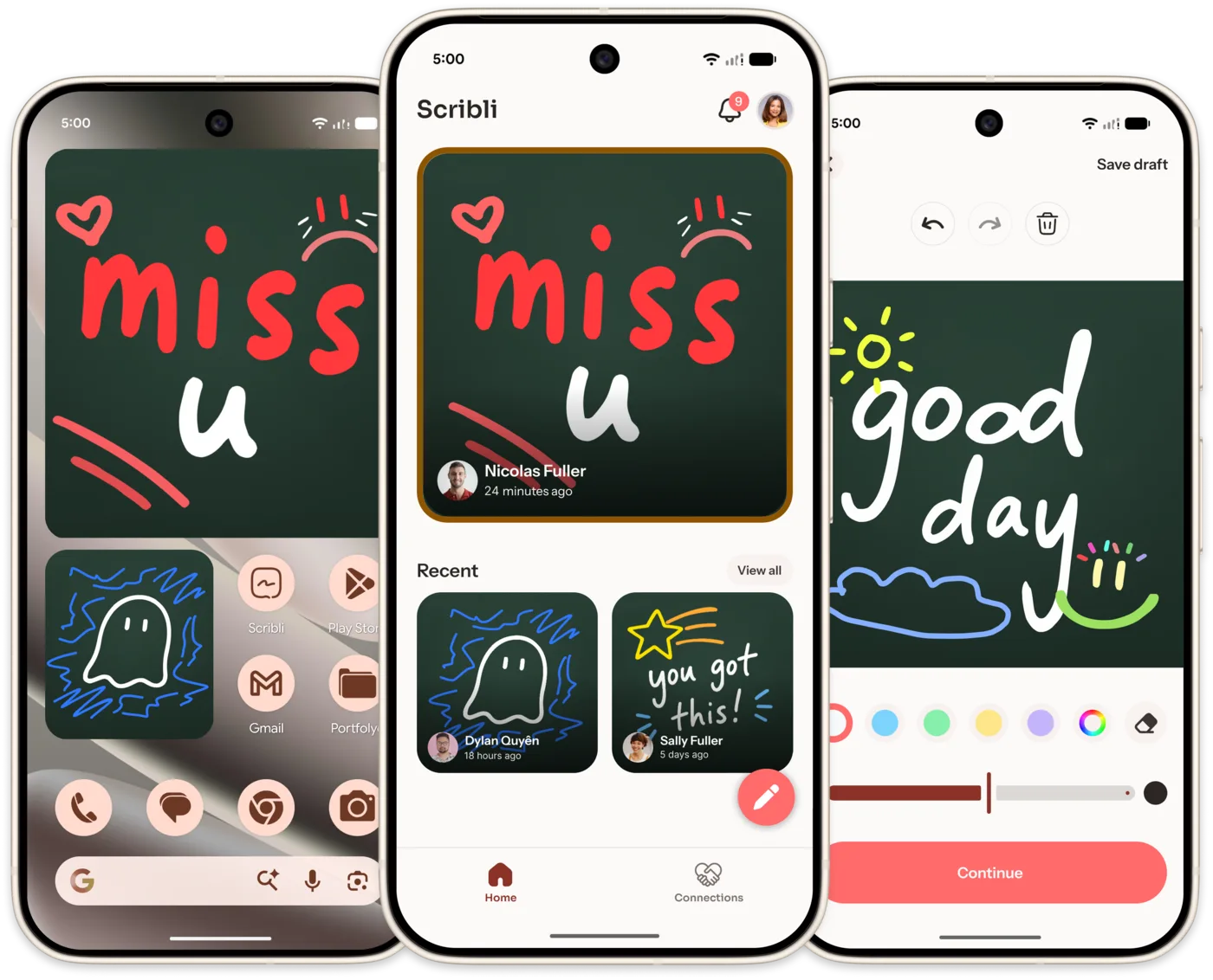 Scribli handwritten notes on the Home Screen